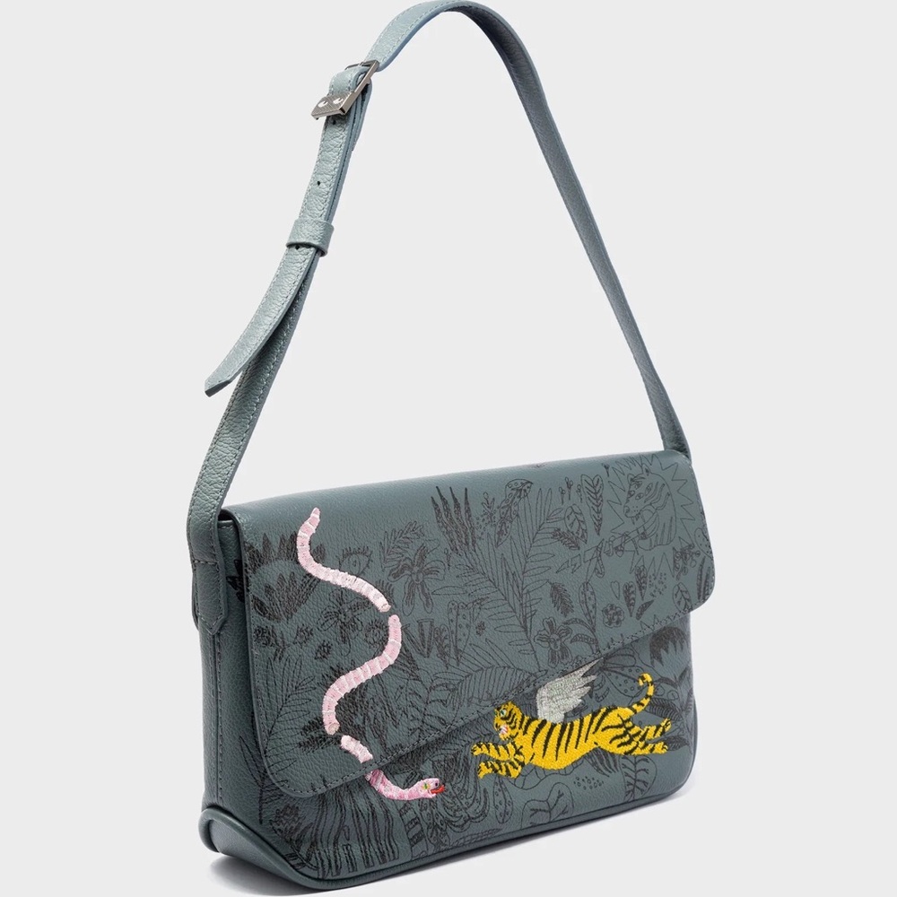 Min & Mon Bruno Medium Stormy Gray Leather Shoulder Bag - El Trópico Design